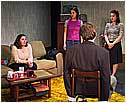 Vincenza (Meredith Lucio) asks Ritchie (John Goode) some pointed questions about his youth while Tonigirl (Elizabeth Wong) and Kimmarie (Trista Dellyn) look on.